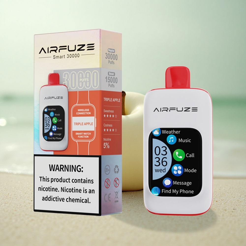 AirFuze Smart 30000 Puffs Kolmen Omenan Älykäs 900mAh TFT-kosketusnäyttö Type-C