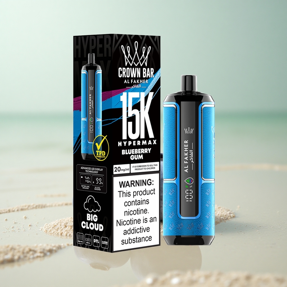 Al Fakher Crown Bar 15K Hypermax Mustikkakumi 22ml Tyypin-C Ladattava