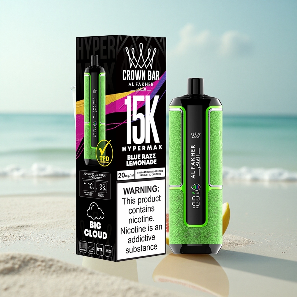 Al Fakher Crown Bar 15K Hypermax Sininen Vadelma-Limonadi 22ml 600mAh Type-C