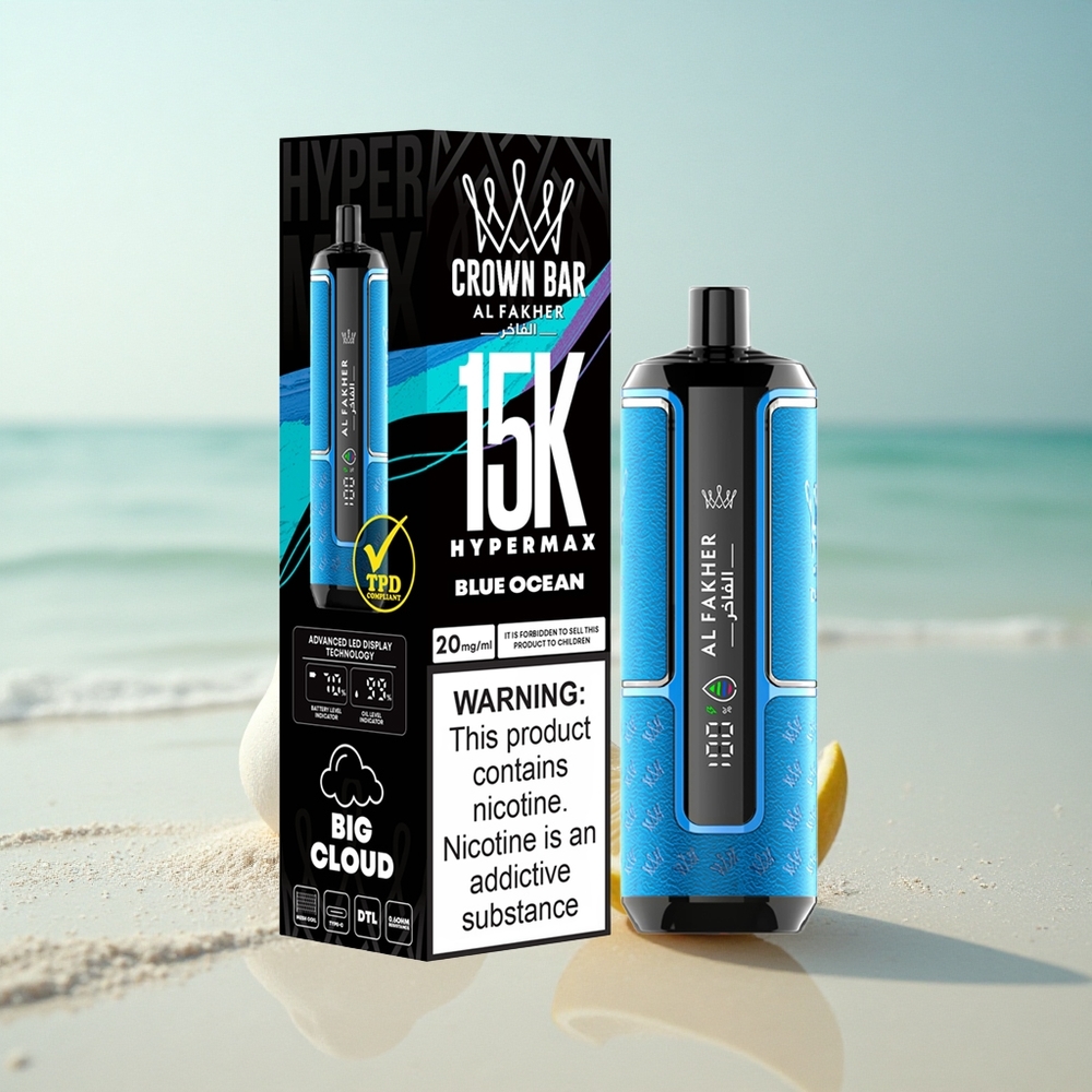 Al Fakher Crown Bar 15K Hypermax Sininen Valmistus 22ml 600mAh Type-C
