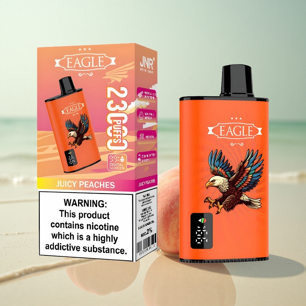 JNR EAGLE Smart 23000 Mehukahat Persikat - Säädettävä Ilmanvirtaus, 25ml Nestetankki, 750mAh Akku