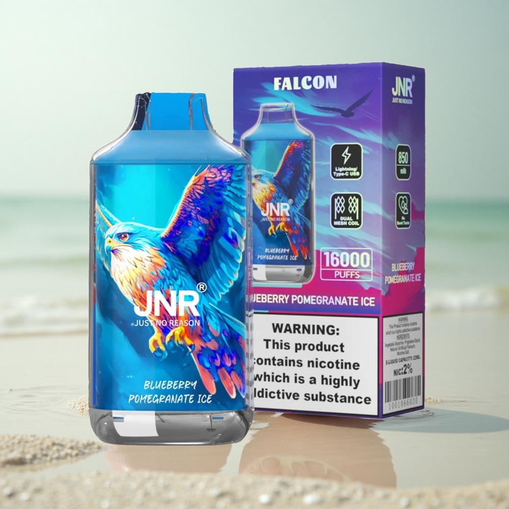 JNR Falcon 16000 Mustikka Granaattiomena Jää 850 mAh 22ml Kaksoishuopakäämitys