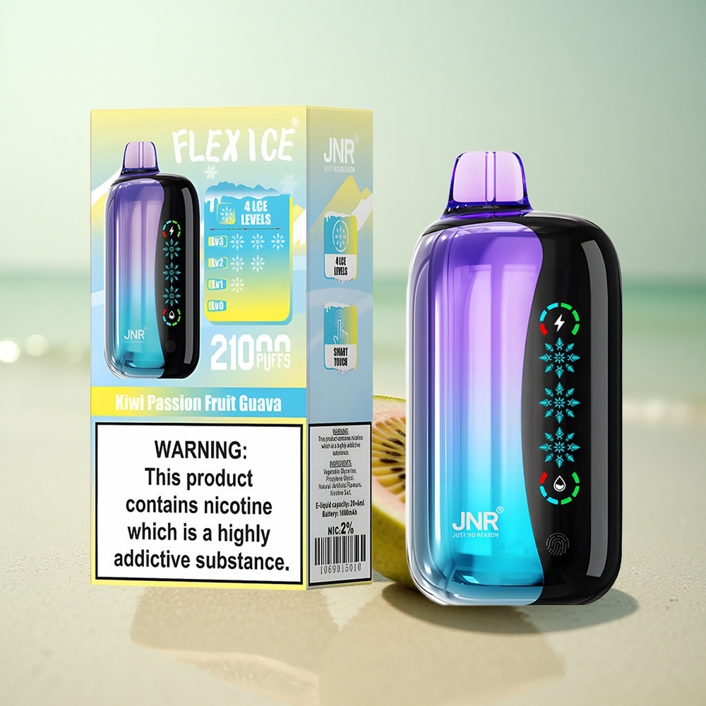 JNR Flex Ice 21000 Kiivi Passiohedelmä Guava Jää Säädettävä 26ml 1000mAh