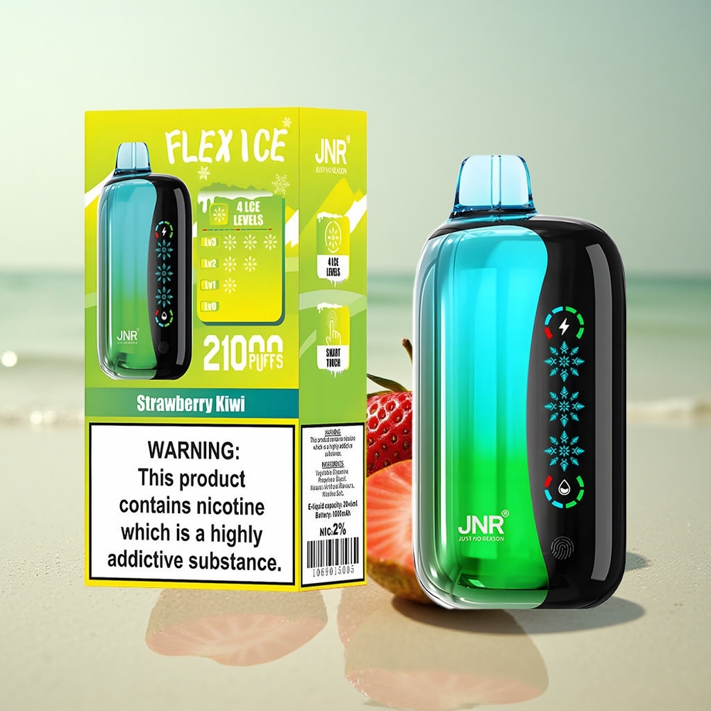 JNR Flex Ice 21000 Mansikka-Kiivi Jää Säädettävä 26ml 1.2 Ohm Dual Mesh