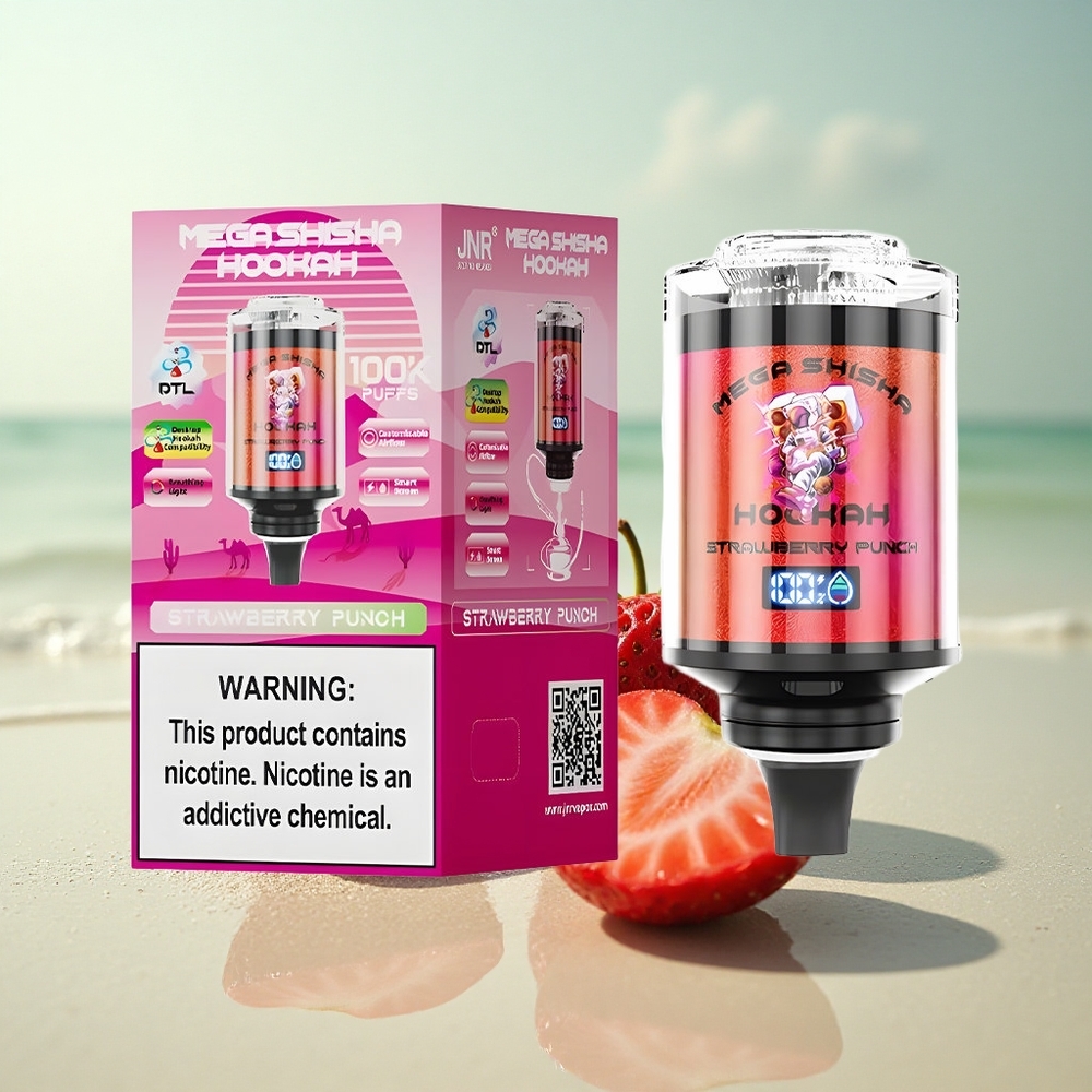 JNR Mega Shisha Hookah 100K Mansikkapohjainen Isku - 2200mAh - 60ml