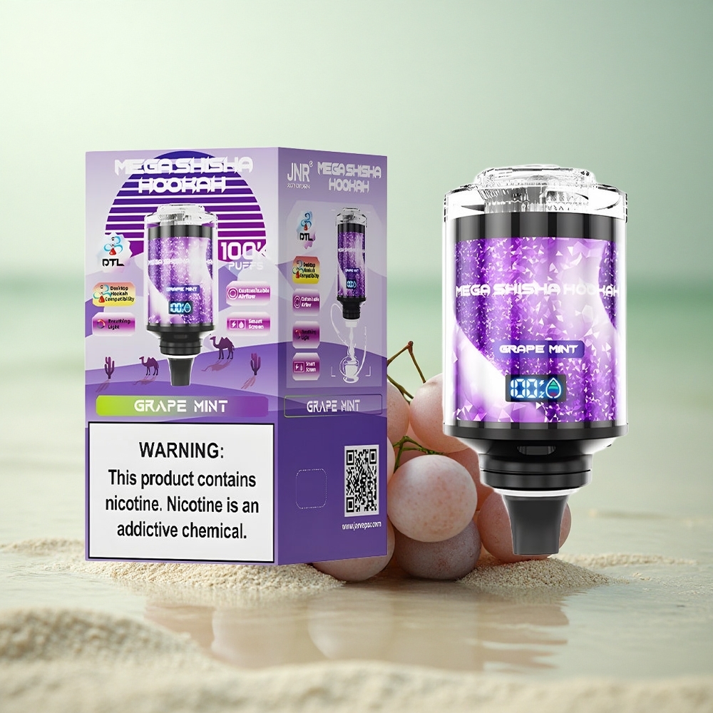 JNR Mega Shisha Hookah 100K Viiniminttu 2200mAh Nopea Lataus