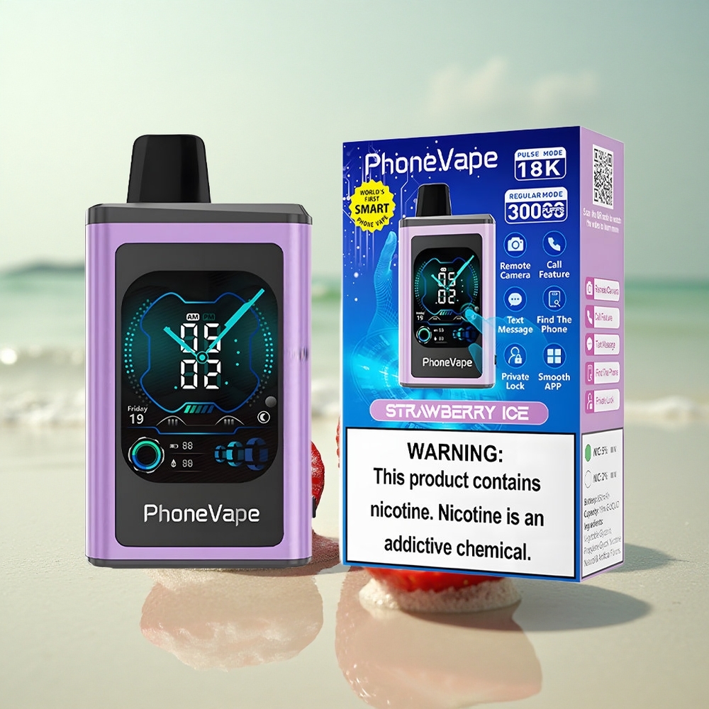 JNR PhoneVape 30000 Mansikkajää Type-C Ladattava 850mAh App-Ohjattu