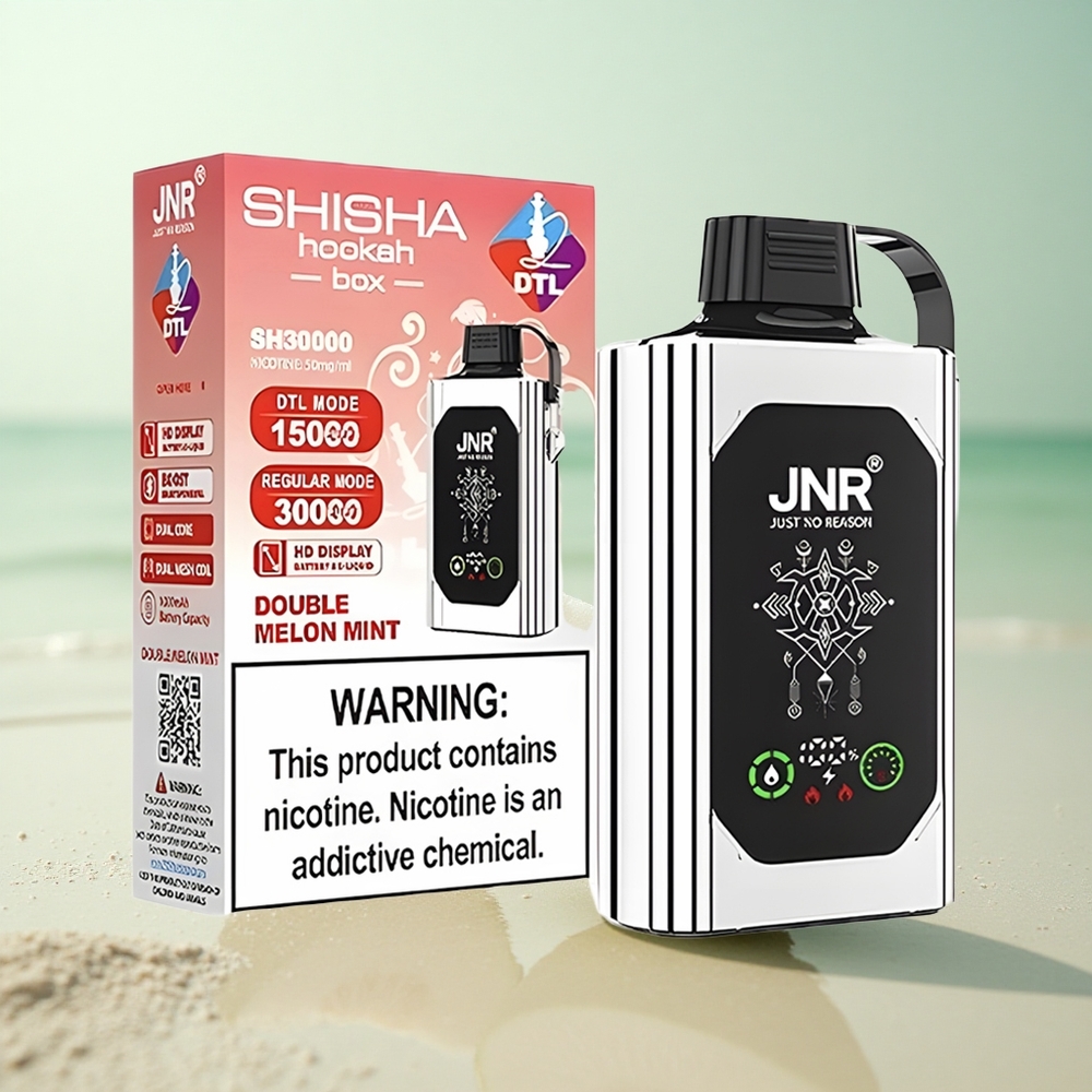JNR Shisha Hookah Box 20500 Kaksois Meloni Mint HD-Näyttö 1000mAh Type-C