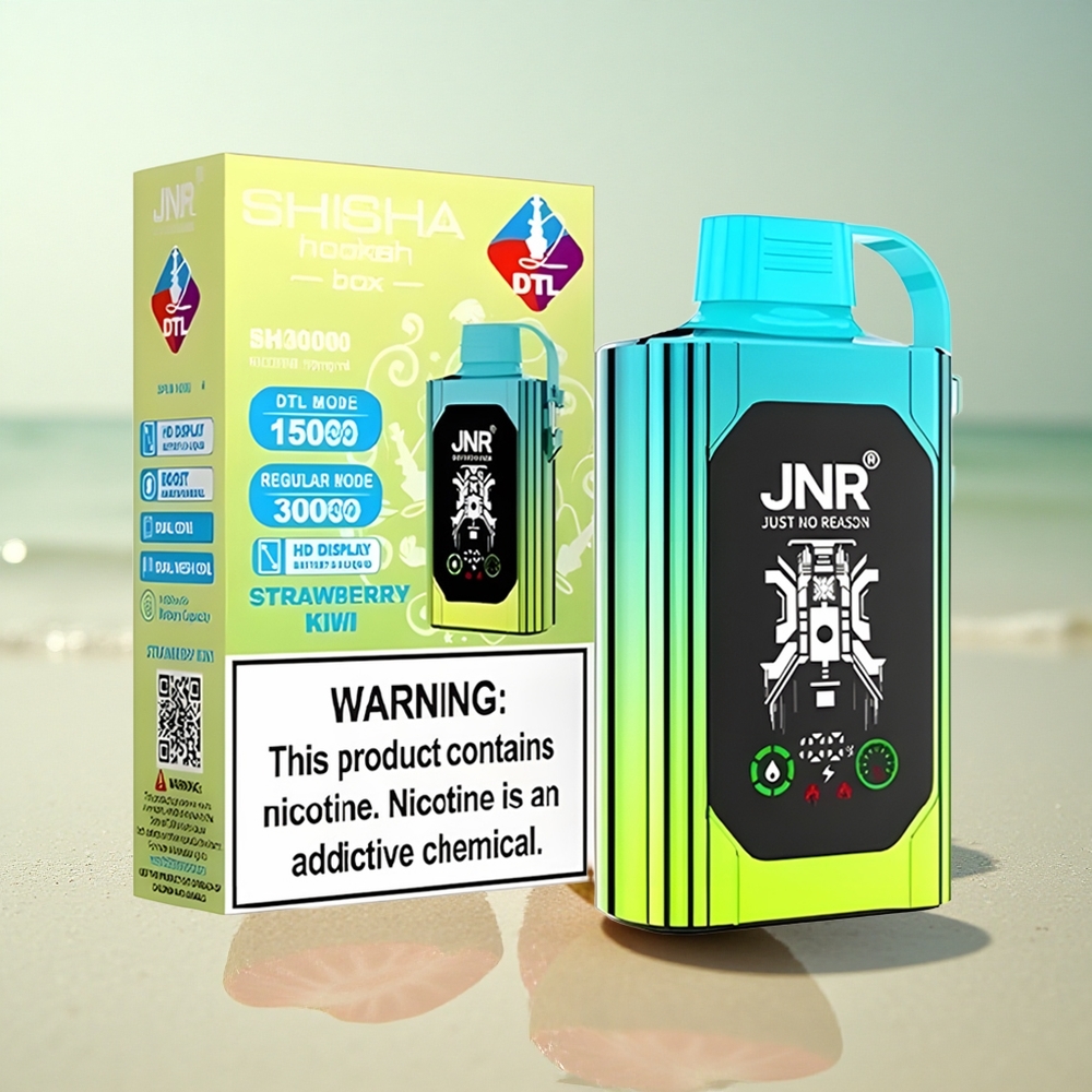 JNR Shisha Hookah Box 20500 Mansikka-Kiivi HD-Näyttö 25ml Dual Mesh Coil