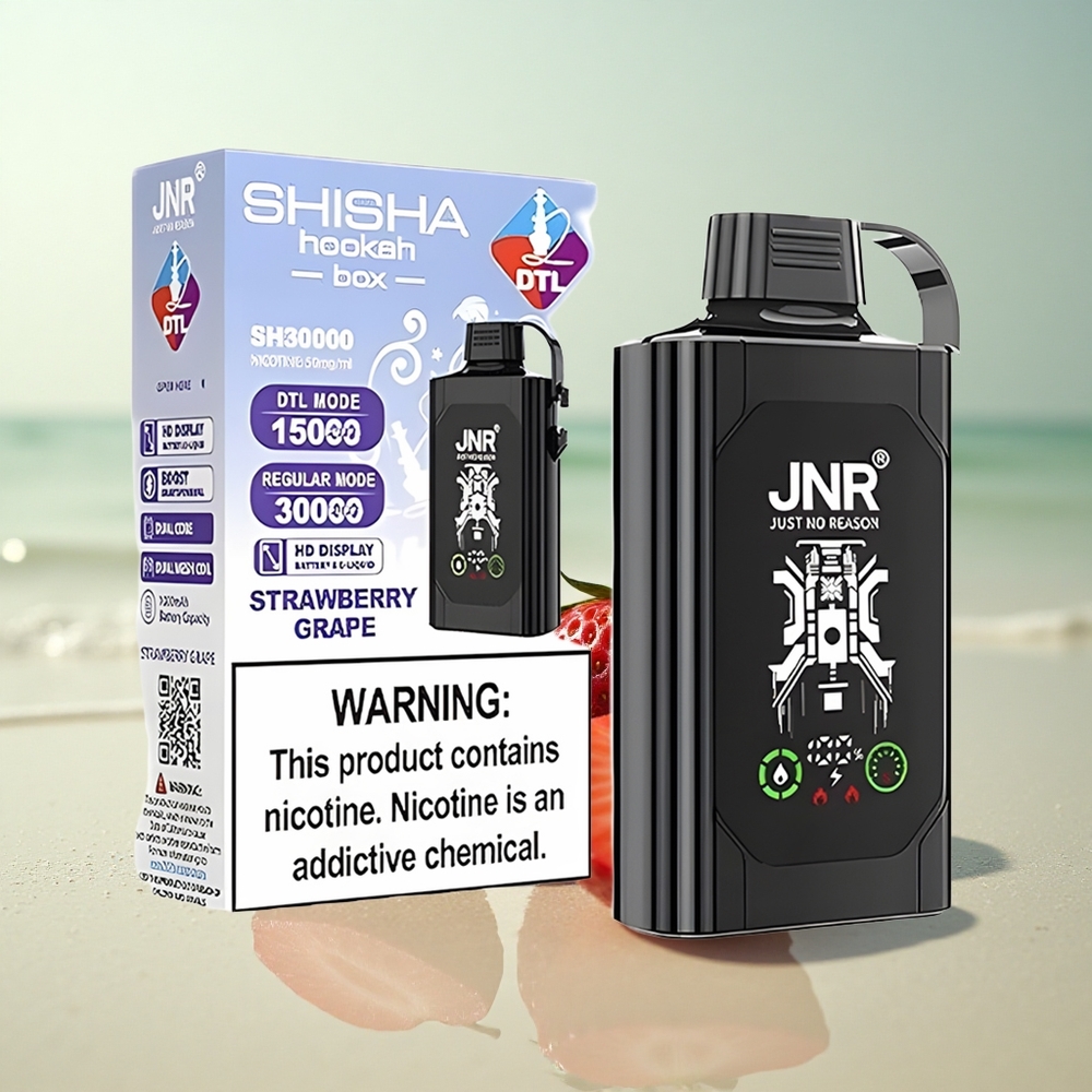 JNR Shisha Hookah Box 20500 Mansikka Viiniriipla HD-Näyttö 25ml Dual Mesh Coil