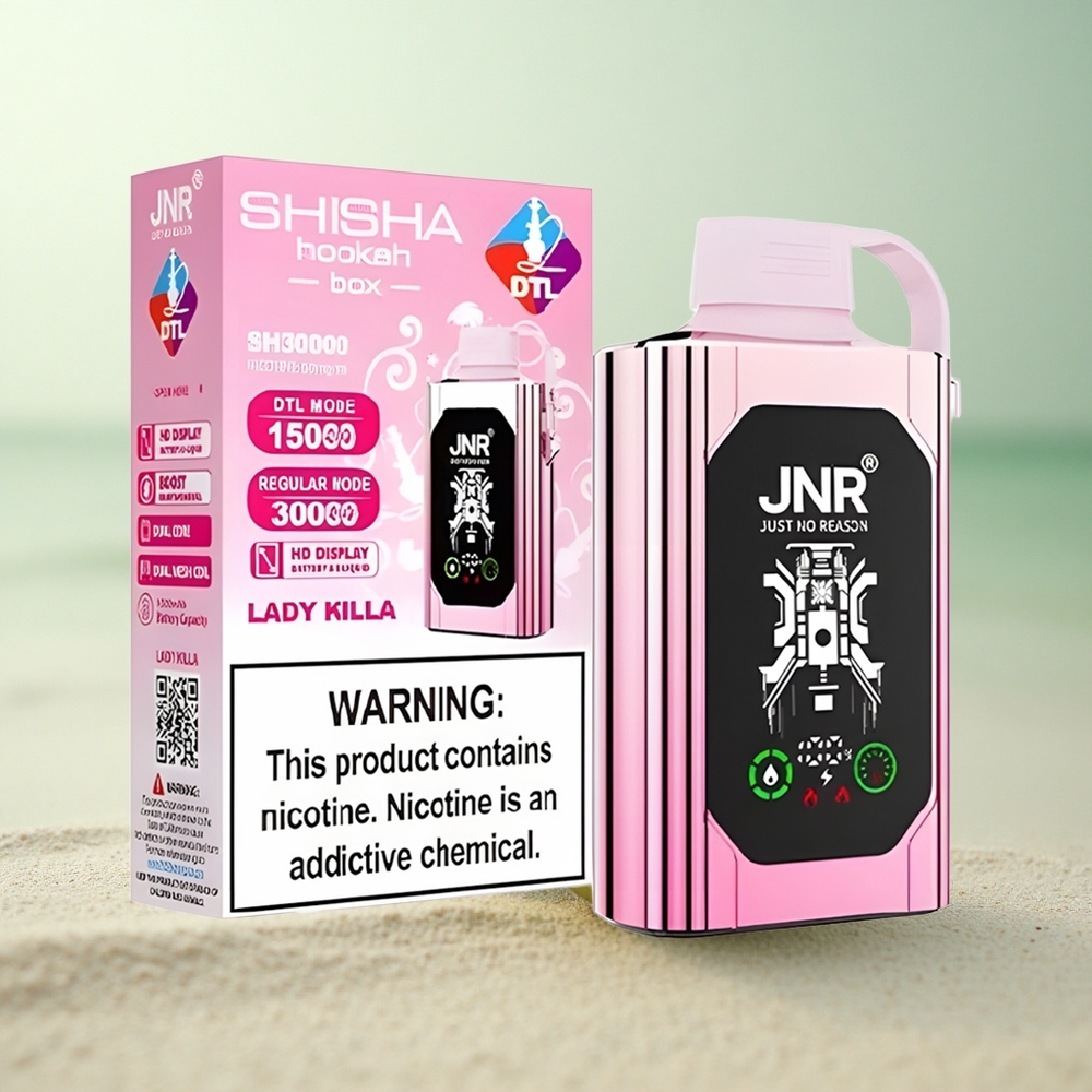 JNR Shisha Hookah Box 20500 Naisten Tappaja HD-Näyttö 25ml Kaksoisverkko