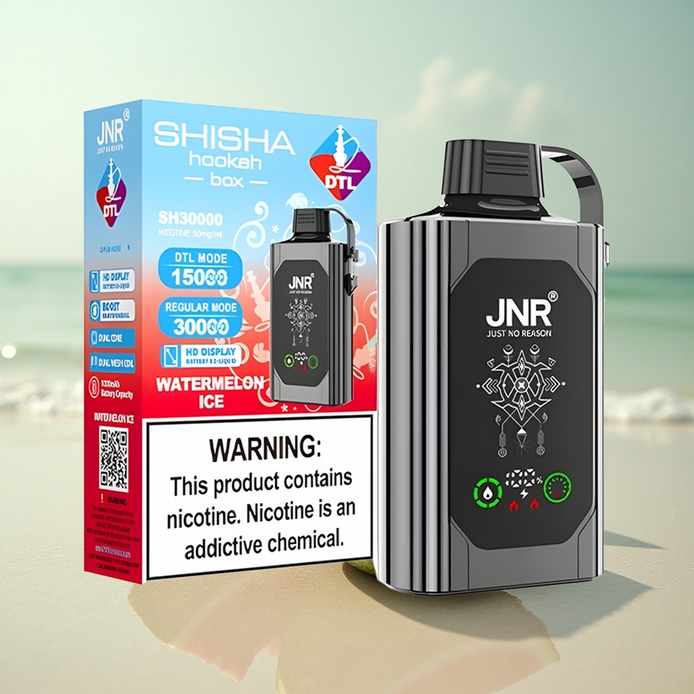 JNR Shisha Hookah Box 20500 Vesimeloni-Jää HD Näyttö 25ml Kaksinkertainen Verkko