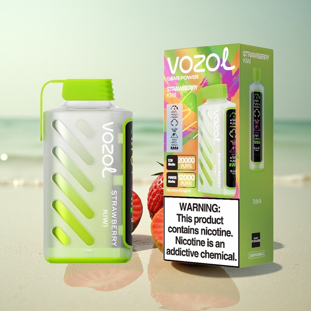 VOZOL Gear Power 20000 Puffs Mansikka-Kiivi Kaksoishuokalevy 20mL 5% Nikotiinia