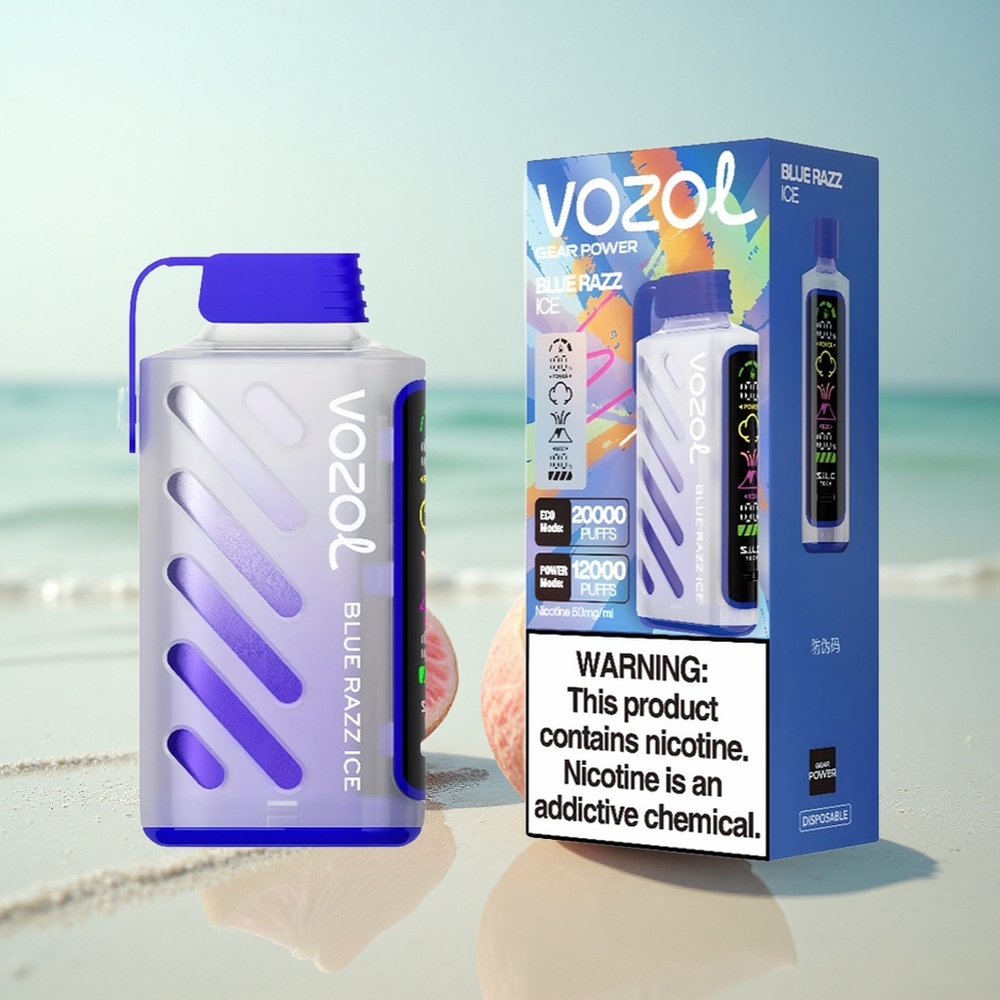 VOZOL Gear Power 20000 Puffs Sininen Vadelma-Jää Dual Mesh 20mL