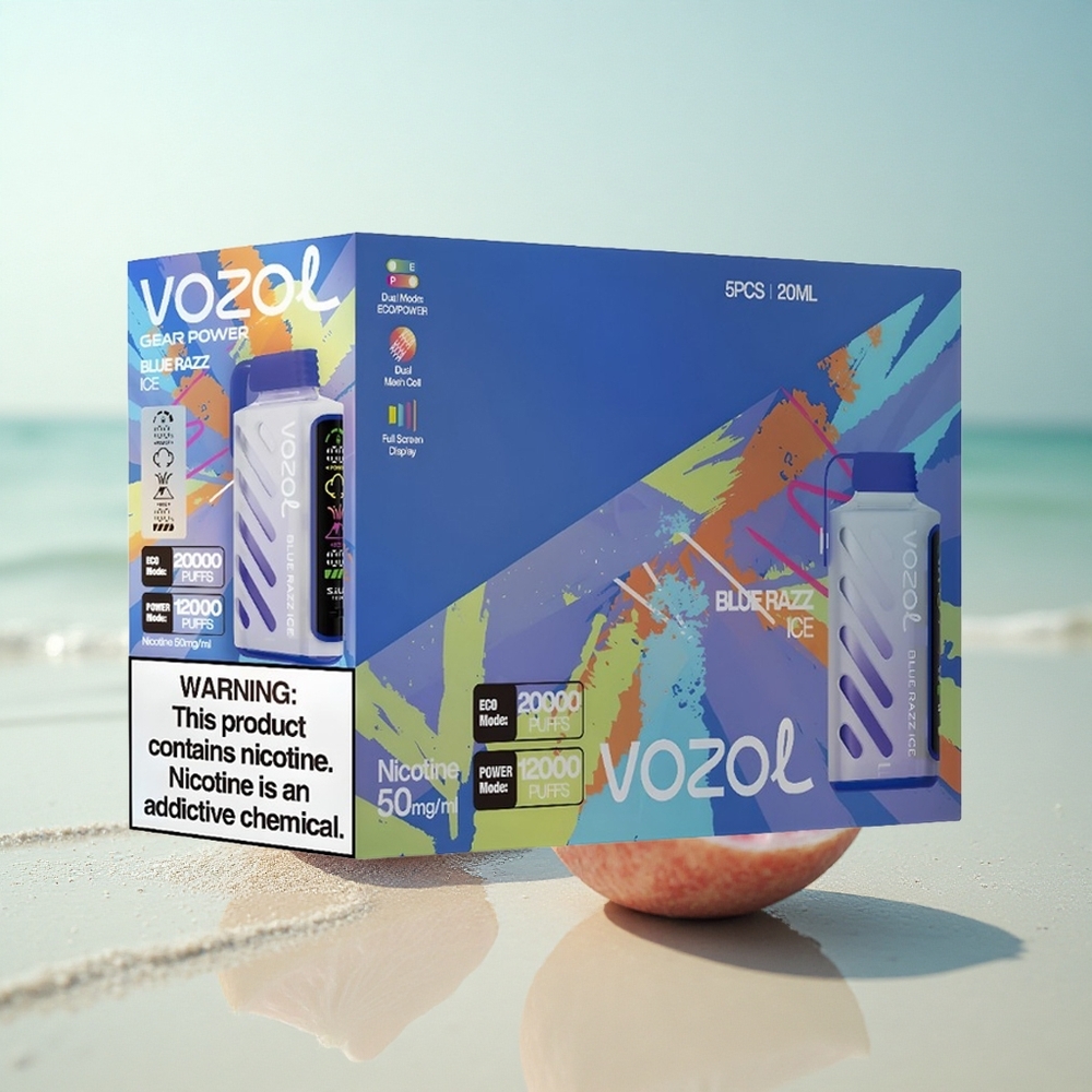 VOZOL Gear Power 20000 Puffs Sininen Vadelma-Jää Dual Mesh 20mL