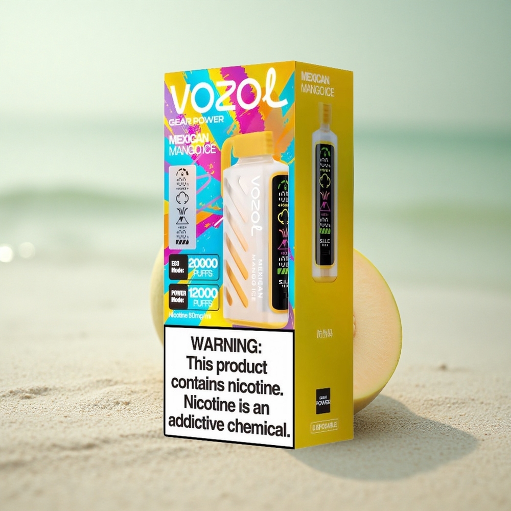 VOZOL Gear Power 20000 Puffs Suomalainen Mango Jää - Kaksoishuopakäämellä, 20ml, 5% Nikotiinia
