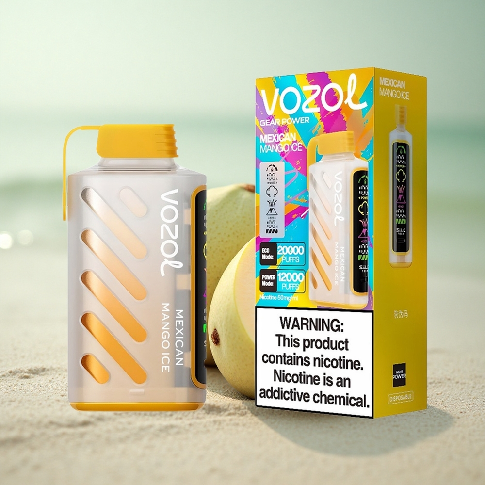 VOZOL Gear Power 20000 Puffs Suomalainen Mango Jää - Kaksoishuopakäämellä, 20ml, 5% Nikotiinia