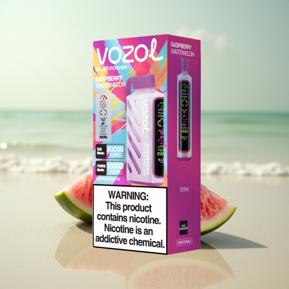 VOZOL Gear Power 20000 Puffs Vadelma-Arbuusi Kaksoishäkkääjällä ja 20mL