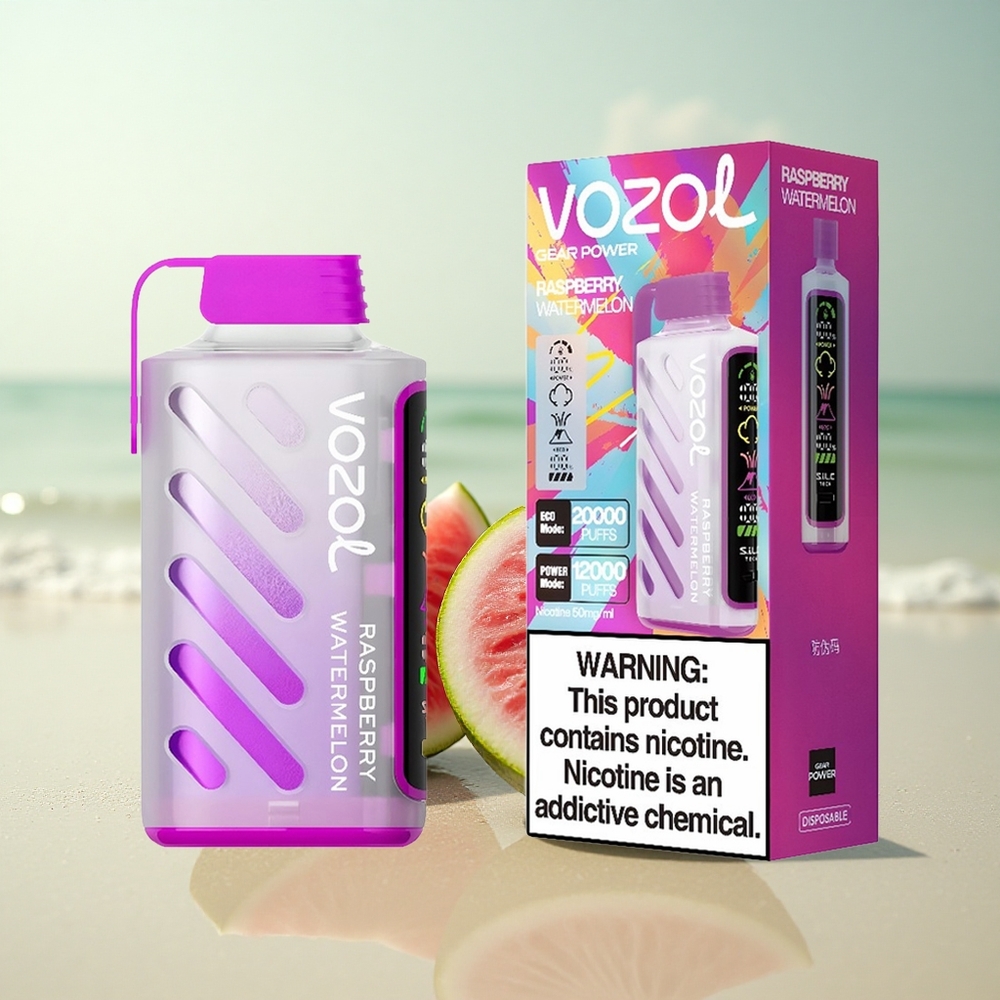 VOZOL Gear Power 20000 Puffs Vadelma-Arbuusi Kaksoishäkkääjällä ja 20mL