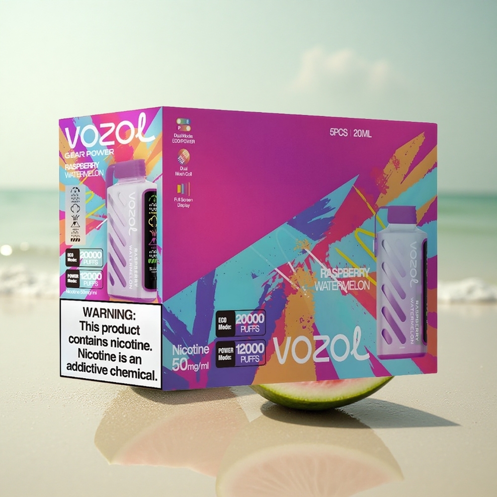 VOZOL Gear Power 20000 Puffs Vadelma-Arbuusi Kaksoishäkkääjällä ja 20mL