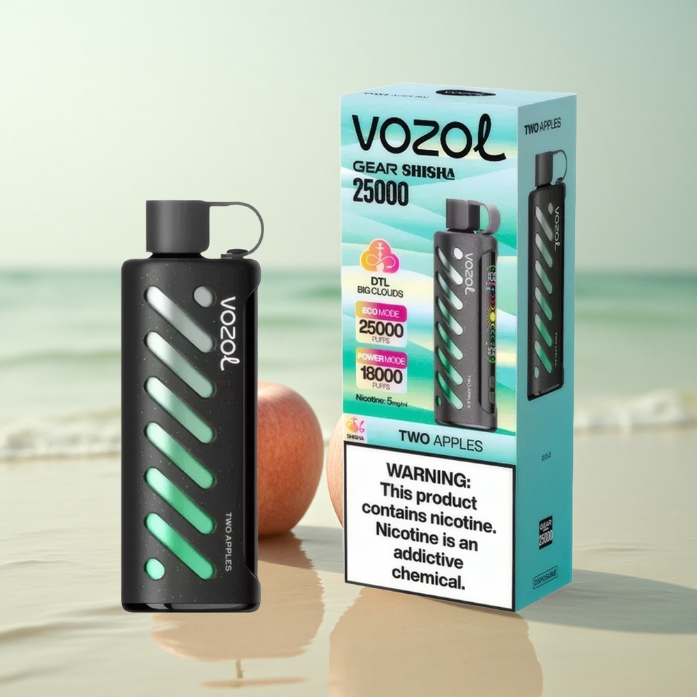 VOZOL Gear Shisha 25000 Puffs Kaksi Omenaa Kaksoisverkko Viis Milligrammaa