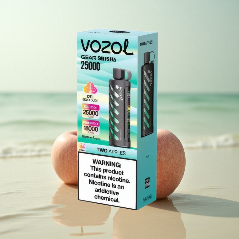 VOZOL Gear Shisha 25000 Puffs Kaksi Omenaa Kaksoisverkko Viis Milligrammaa