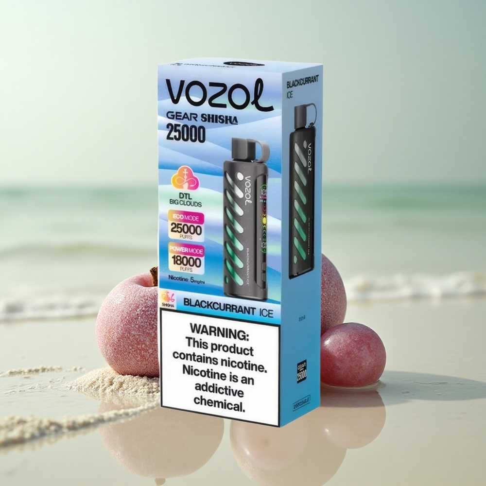 VOZOL Gear Shisha 25000 Puffs Mustajääherkkujen Kaksoismokkatekniikka 5mg