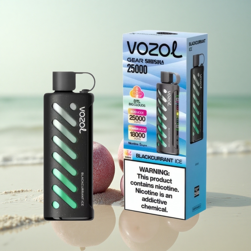 VOZOL Gear Shisha 25000 Puffs Mustajääherkkujen Kaksoismokkatekniikka 5mg