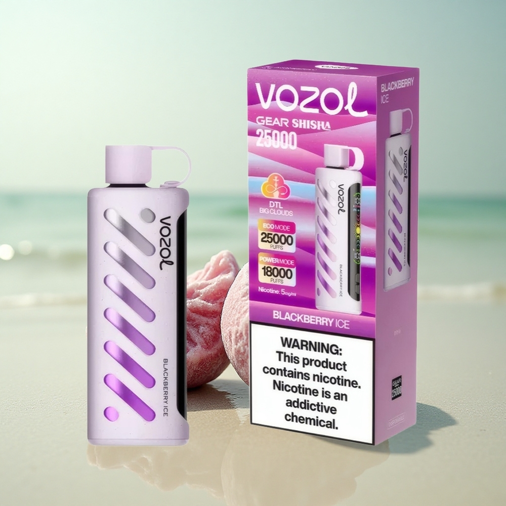 VOZOL Gear Shisha 25000 Puffs Mustajäämarja Kaksoismuoto Älypiiri 1000mAh