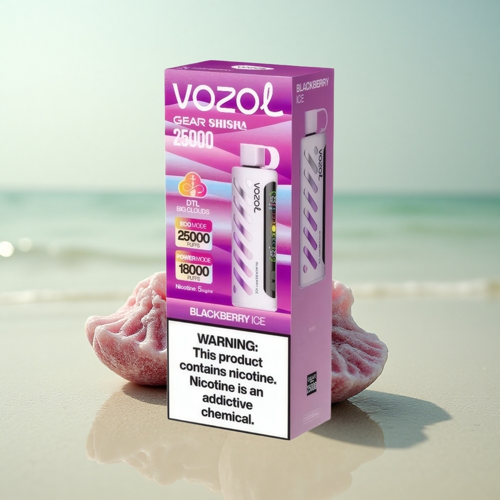 VOZOL Gear Shisha 25000 Puffs Mustajäämarja Kaksoismuoto Älypiiri 1000mAh