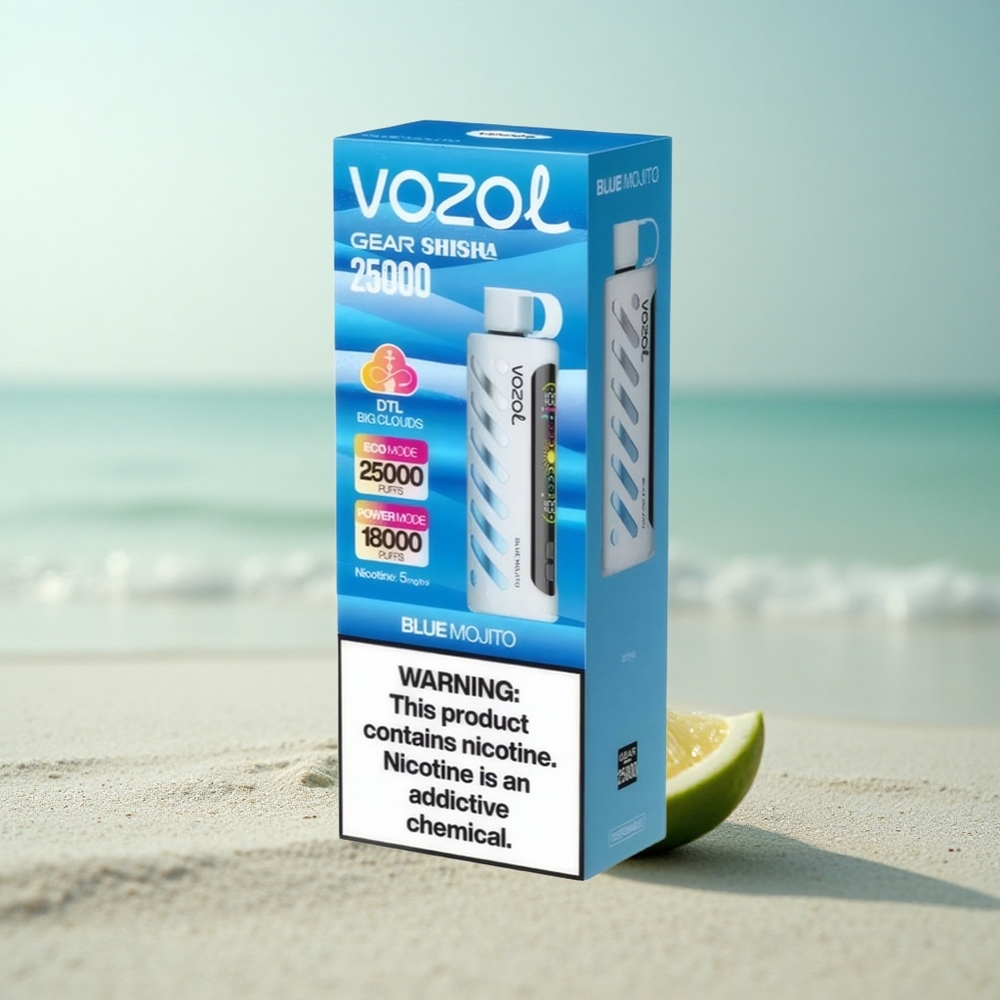 VOZOL Gear Shisha 25000 Puffs Sininen Mojito Kaksoisverkko Viisimilligrammaa