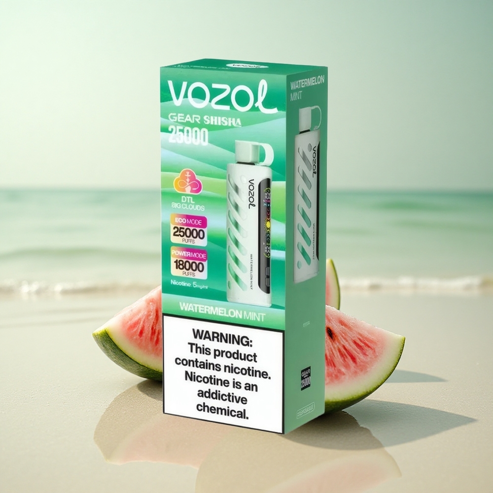VOZOL Gear Shisha 25000 Puffs Vesimelonaminttu 5mg/ml 1000mAh Dual Mesh